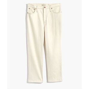 NEW Madewell Slim Demi Boot Jean Cloud Lining Ecru White High Rise Button Fly 28